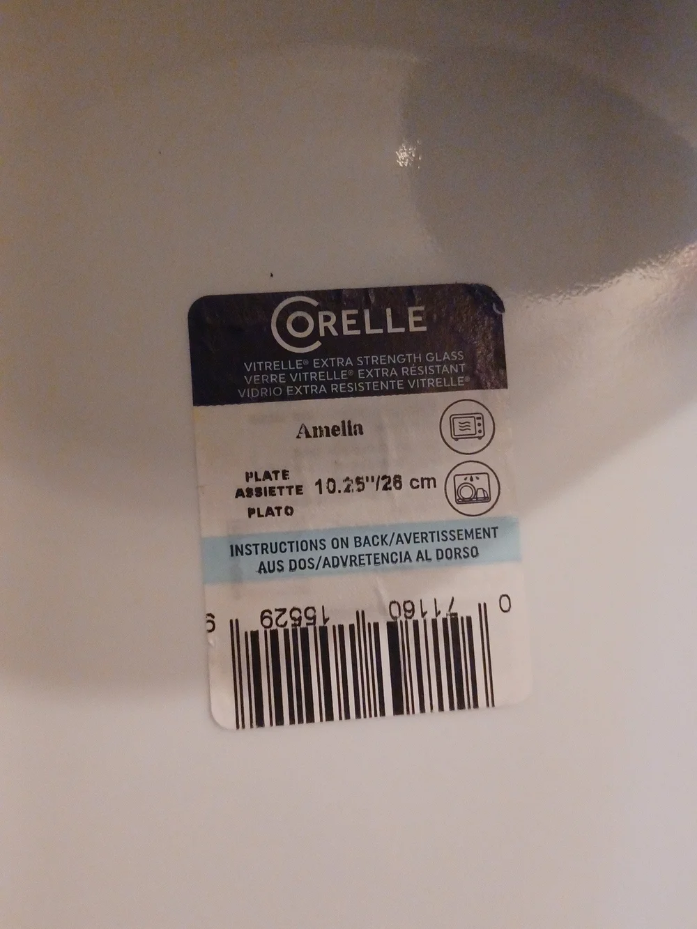 Corelle 4-Piece White and Light Blue Check Dinner Plate Set
